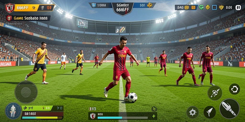 Screenshot tampilan gameplay seru dalam 666FF yang menggambarkan aksi di lapangan.