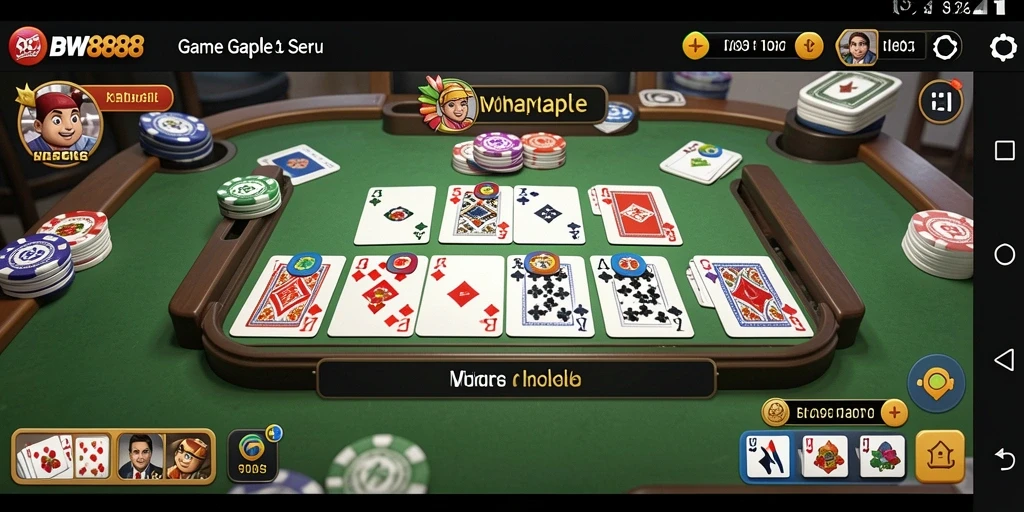 Screenshot BW888 menampilkan gameplay Gaple yang seru dan interaktif.