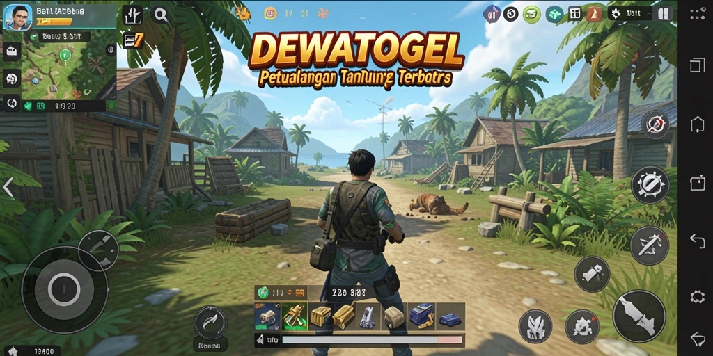 Screenshot DEWATOGEL menampilkan aksi eksplorasi di dunia terbuka.