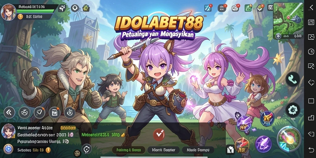 Tampilan gameplay menarik dari IDOLABET88 dengan karakter anime yang menawan.