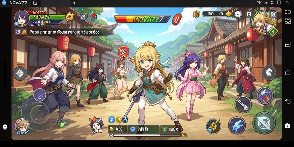 Screenshot gameplay INOVA77 menampilkan aksi karakter anime yang seru.