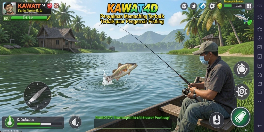 Tampilan menarik dari gameplay KAWAT4D dengan momen menangkap ikan.