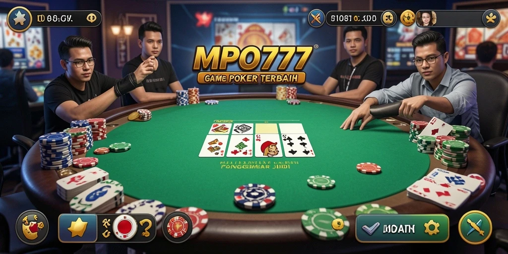 Tampilan gameplay seru dalam aplikasi Poker MPO777.