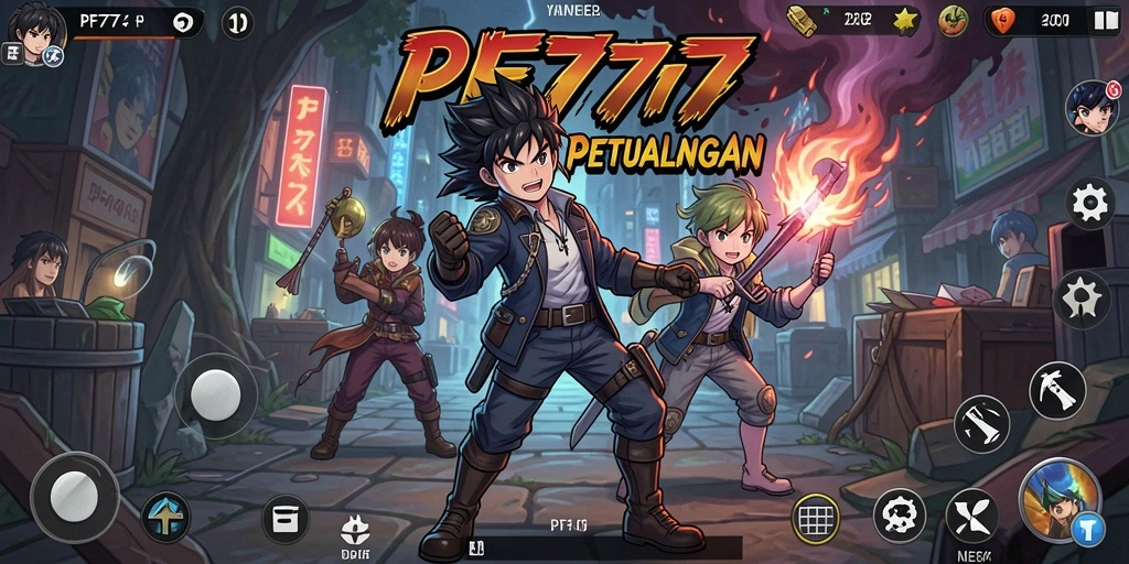 Tangkapan layar gameplay PF777 menampilkan aksi seru dalam dunia anime.