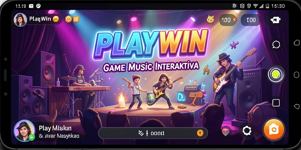 Tampilan gameplay interaktif dalam aplikasi musik PLAYWIN.