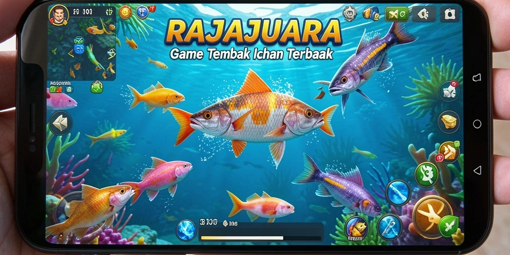 Tampilan gameplay seru di RAJAJUARA saat menangkap ikan.