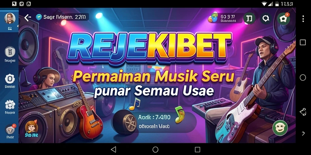 Tampilan gameplay seru dari REJEKIBET yang penuh musik.
